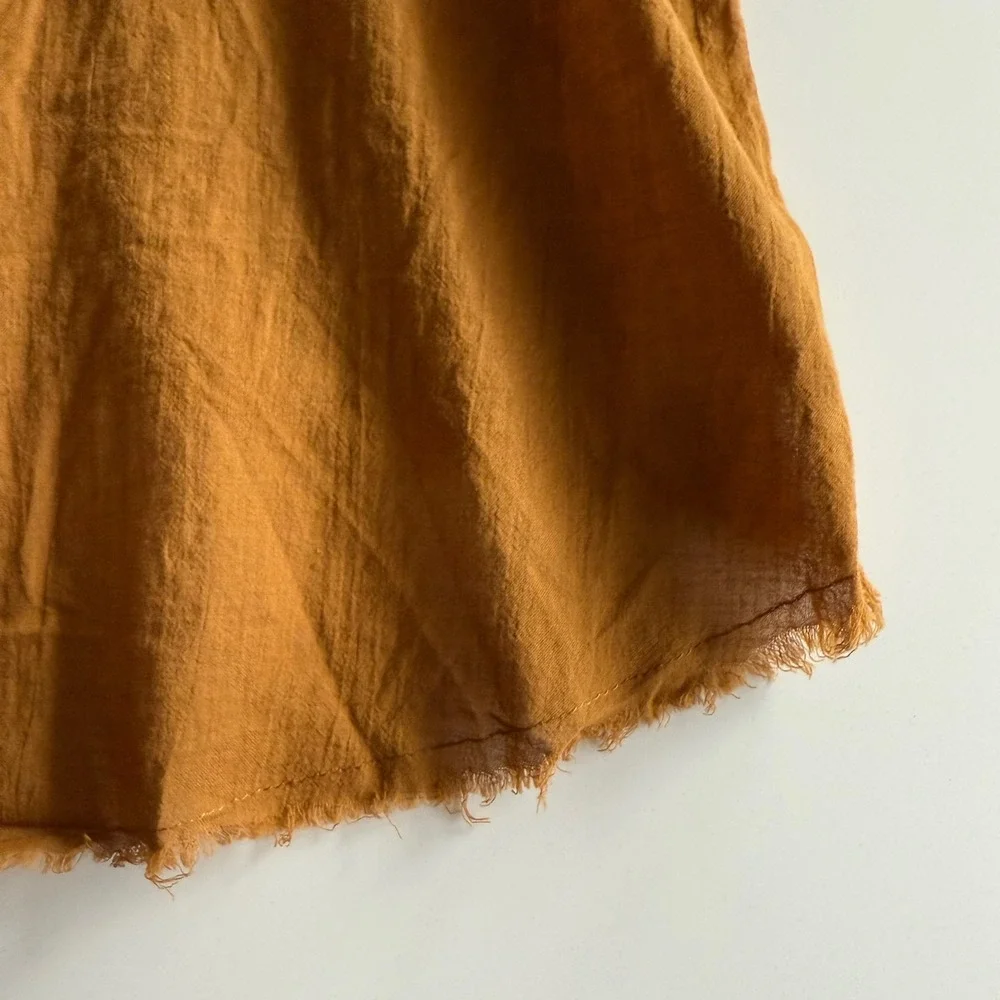 Free People NWT Best of Me Button Down Raw Hem High Low Oversize Bronze Shirt XS